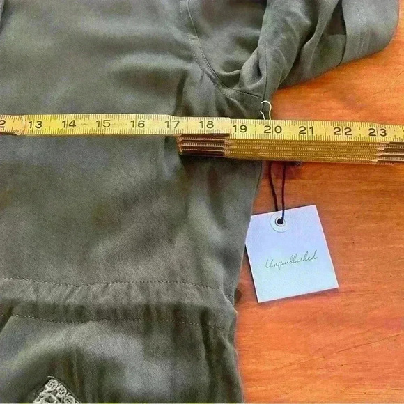Anthropologie Unpublished Castellated Lace Detailed Cargo Jacket.Medium Olive - Picture 7 of 11